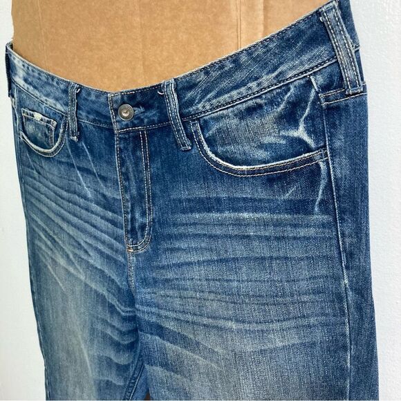 HOLLISTER Whisker Denim Blue Jeans Straight Leg Womens Size 11 - Picture 14 of 16